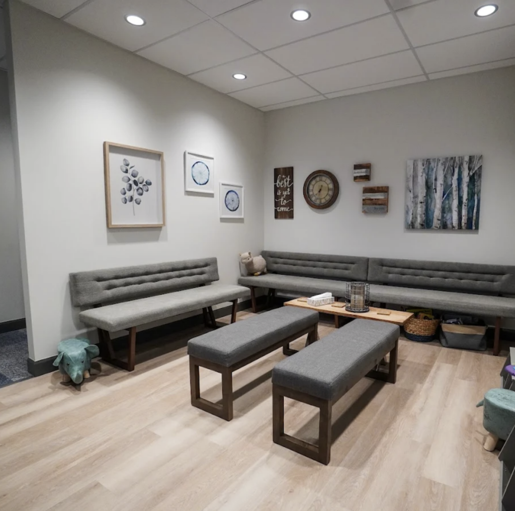 Clinic waiting area with comfortable seating at Langley wellness clinic